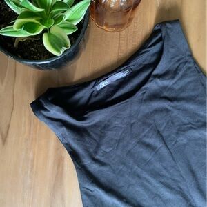 Black Zara High Neck Bodysuit Top